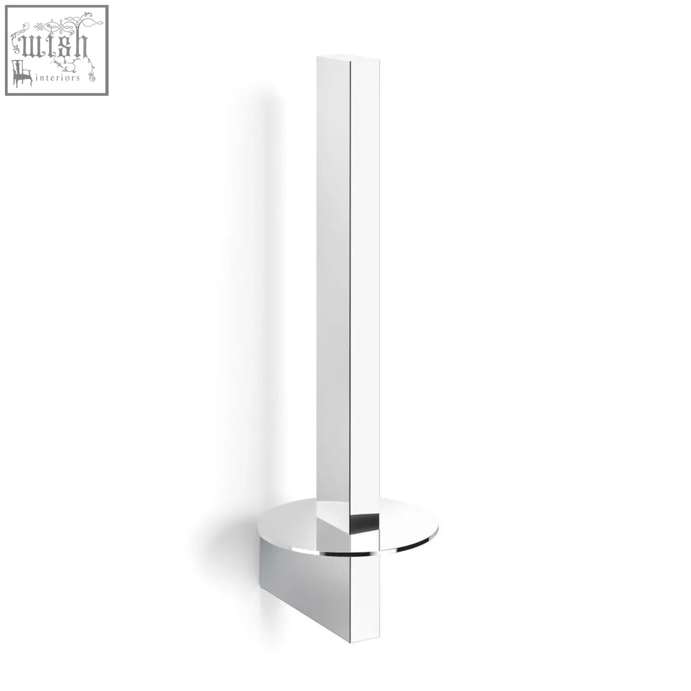 Chrome finished minimalist wall-mounted zack linea spare toilet roll holder with sleek vertical bar and circular base