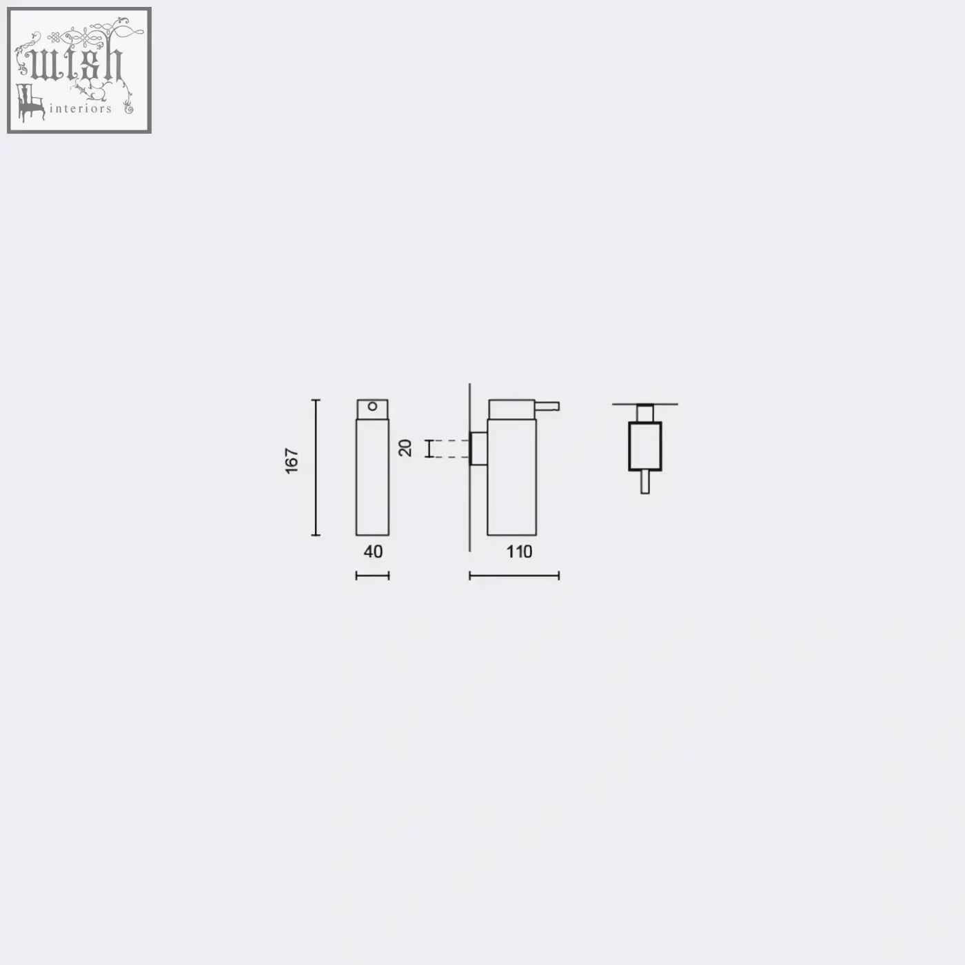 Minimalist wall-mounted soap dispenser with stainless steel finish and precise markings by zack linea