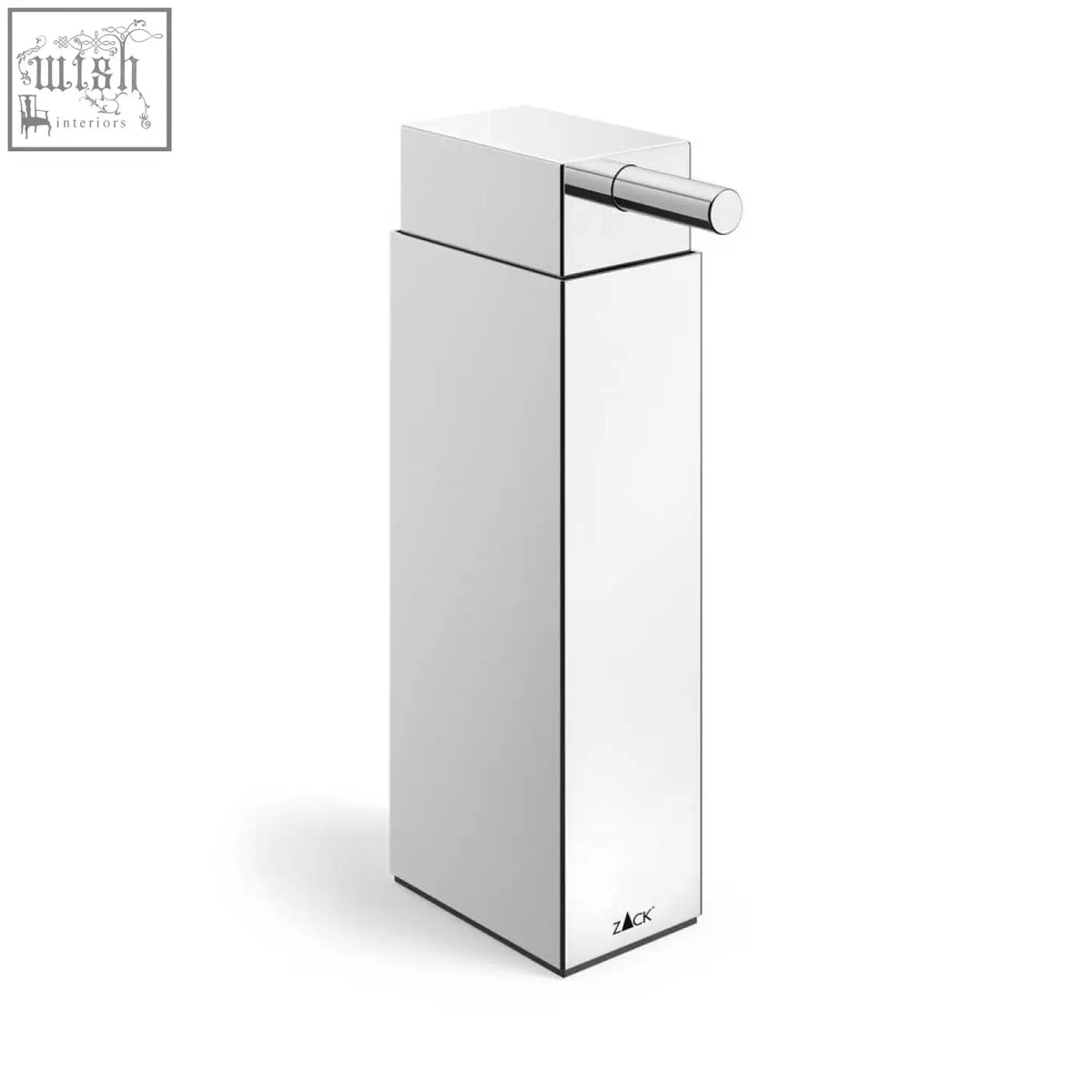 Modern chrome-finished linea soap dispenser in polished stainless steel with sleek rectangular design and minimalist pump