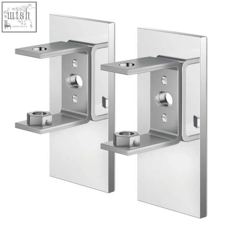 Silver metallic zack linea polished stainless steel wall bracket set with sleek design and hexagonal nuts for adhesive mounting