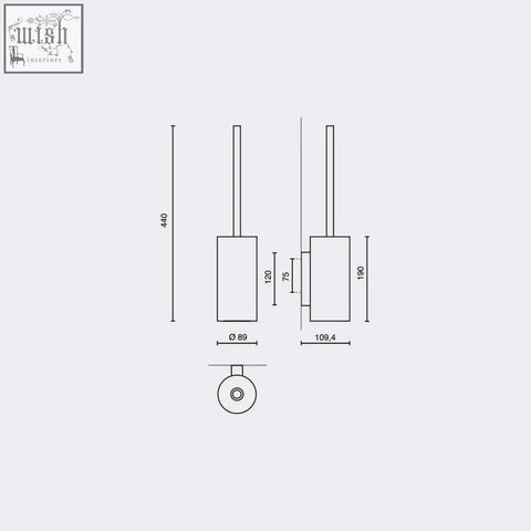 Minimalist rectangular wall sconce with sleek brushed stainless steel finish and cylindrical stem for stylish lighting