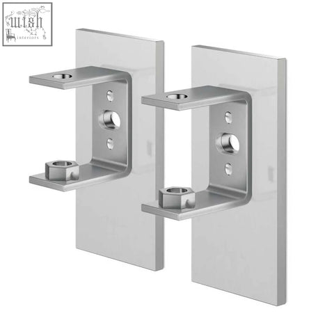 Silver metallic zack linea premium brushed steel wall bracket set with sleek design and hexagonal nuts for mounting