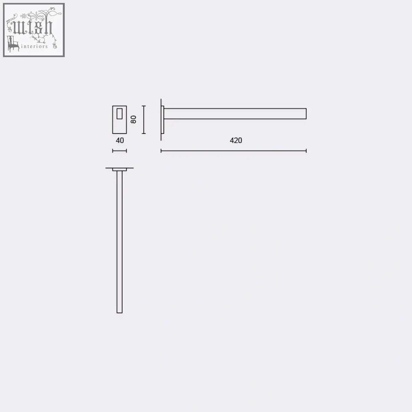 Minimalist wall-mounted stainless steel linea towel holder with sleek modern design and precise 42 cm dimensions