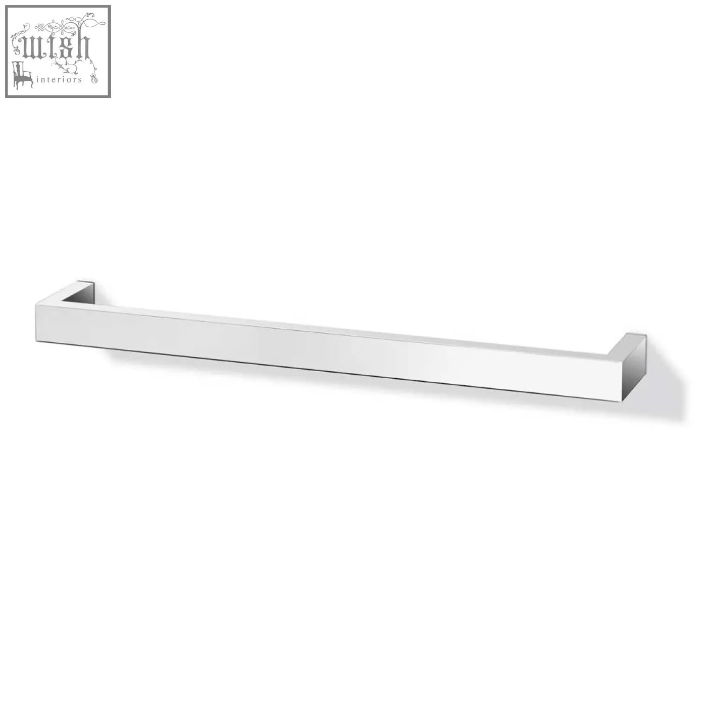 A sleek zack linea stainless steel towel rail with a polished finish and minimalist rectangular design