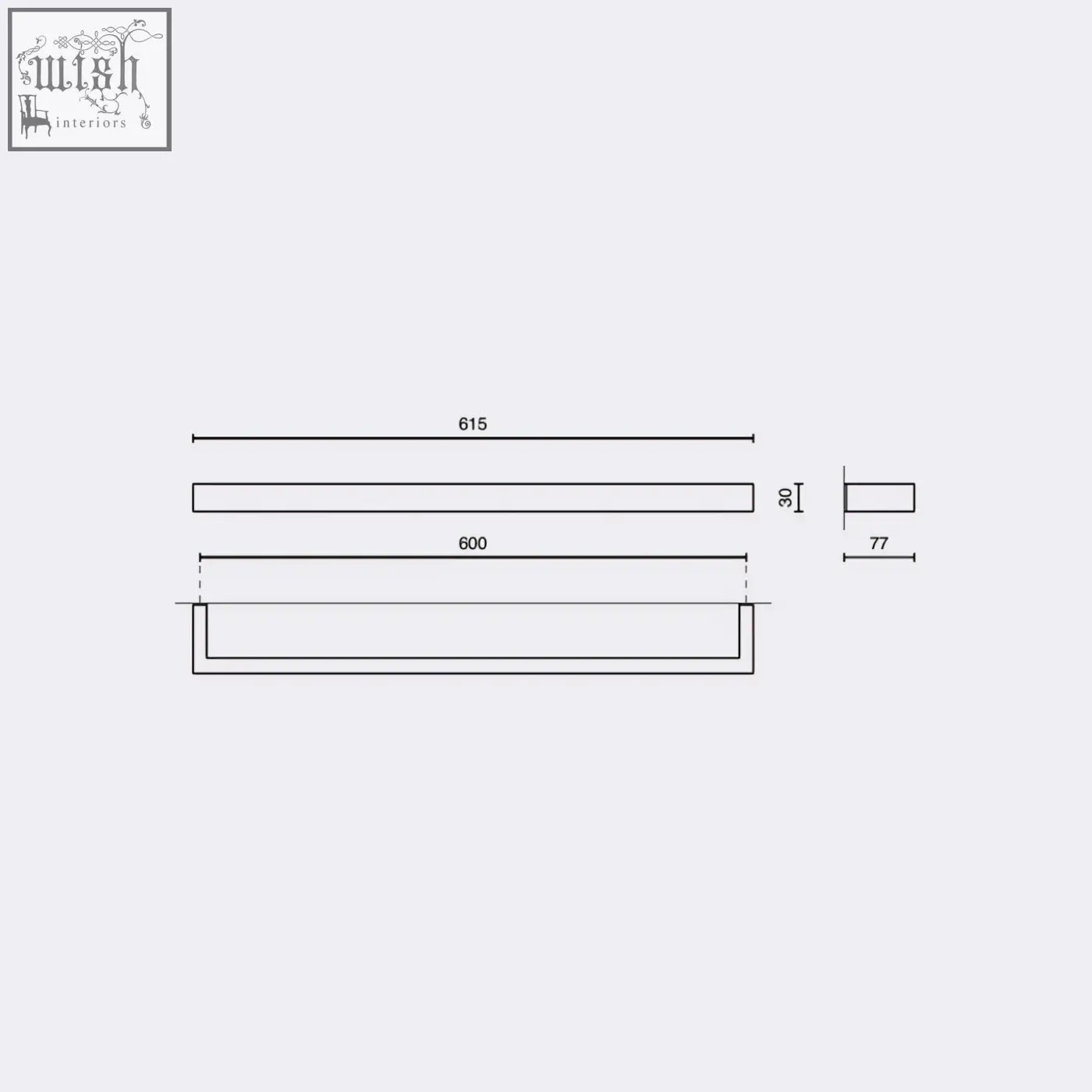 Minimalist rectangular polished stainless steel drawer pull with clean lines for the Zack Linea towel rail