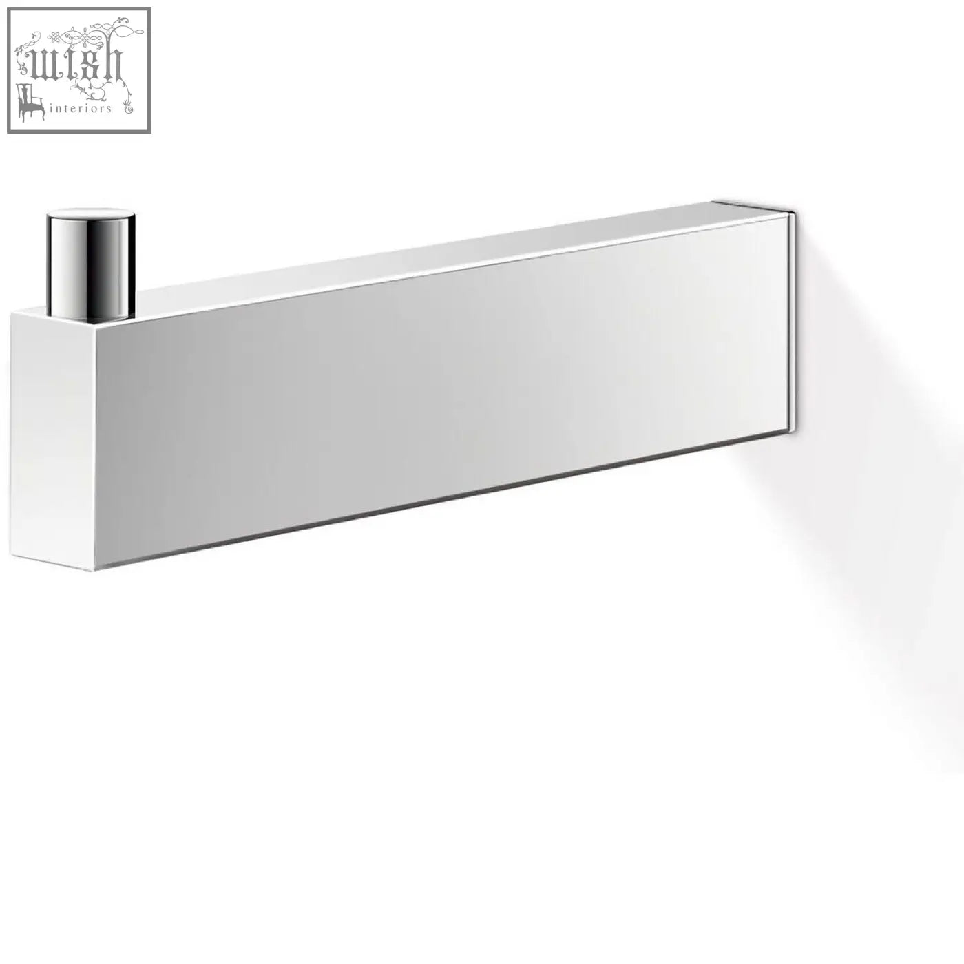 Chrome-finished rectangular wall-mounted toilet roll holder in stainless steel for spare toilet roll by Zack Linea