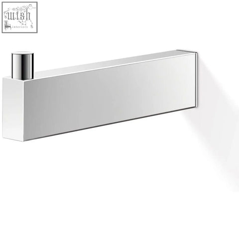 Chrome-finished rectangular wall-mounted toilet roll holder in stainless steel for spare toilet roll by Zack Linea