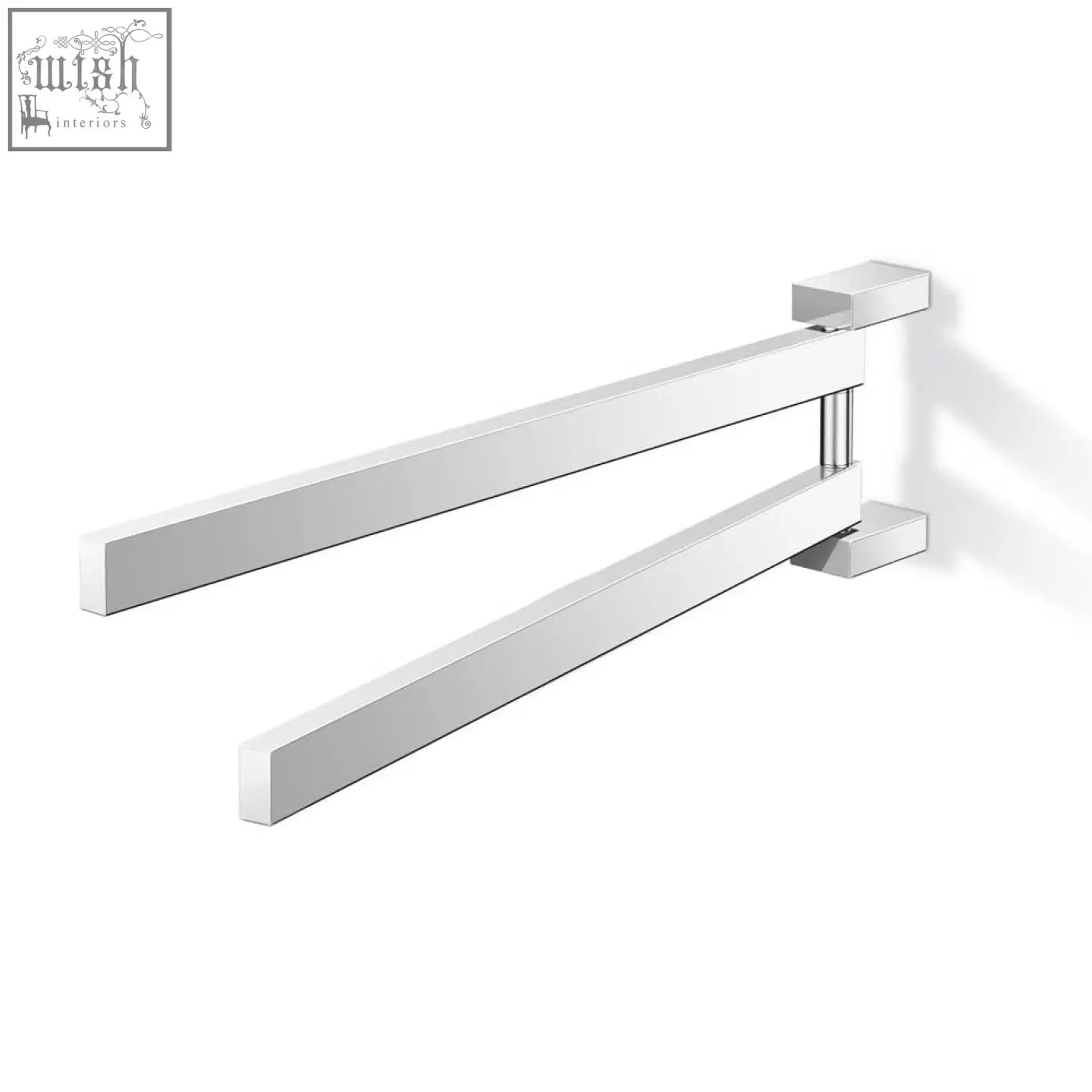 Modern chrome finished linea towel rail with sleek rectangular bars in polished stainless steel for towels