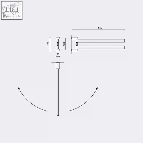 Minimalist linea towel rail with sleek polished stainless steel finish and precise 44.5 cm engineering dimensions