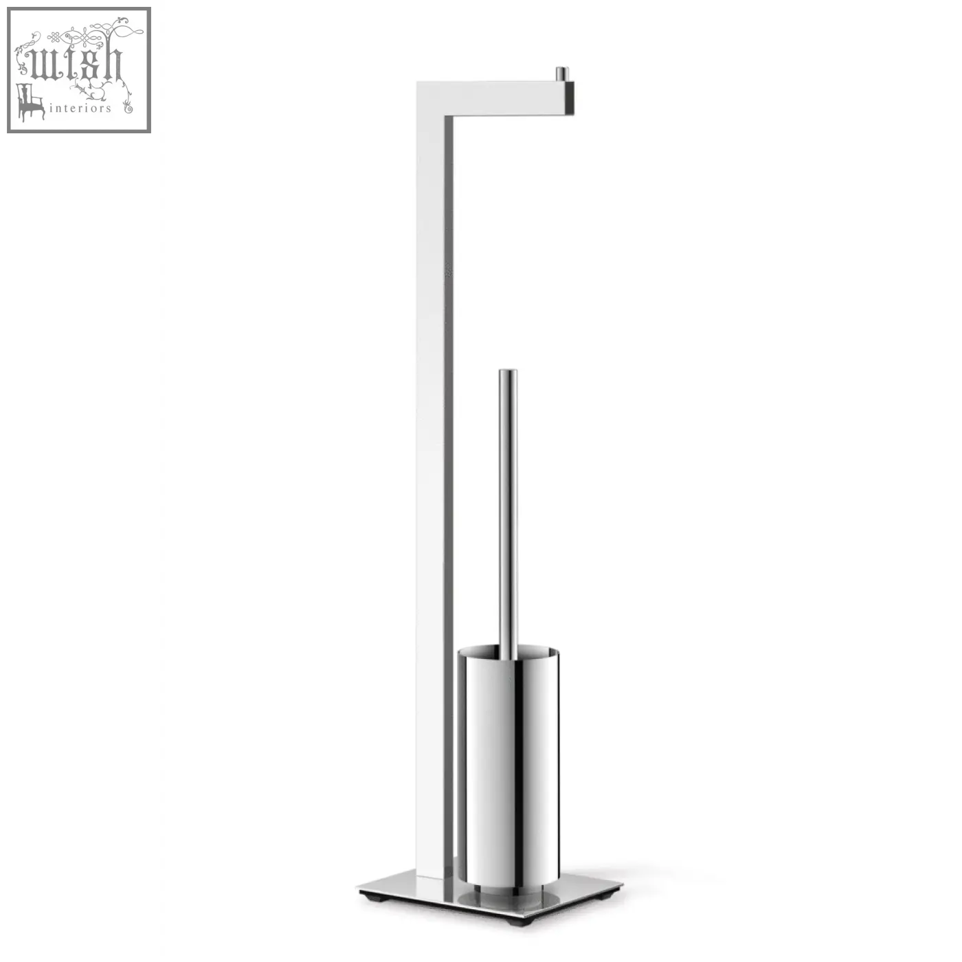 Modern chrome finished linea toilet butler with sleek minimalist design and integrated holder for bathroom storage