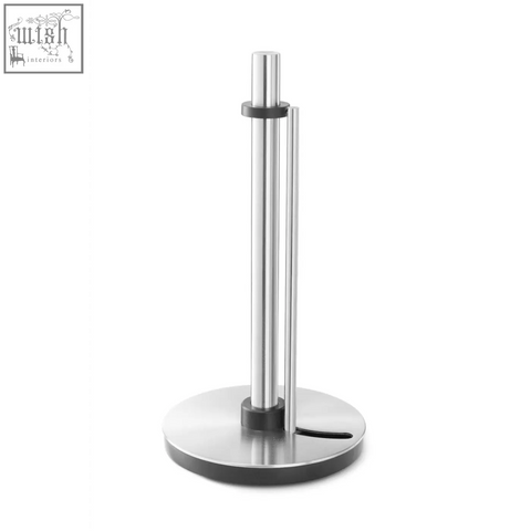 Zack lingo premium brushed stainless steel kitchen roll holder with sleek modern design and black rubber accents