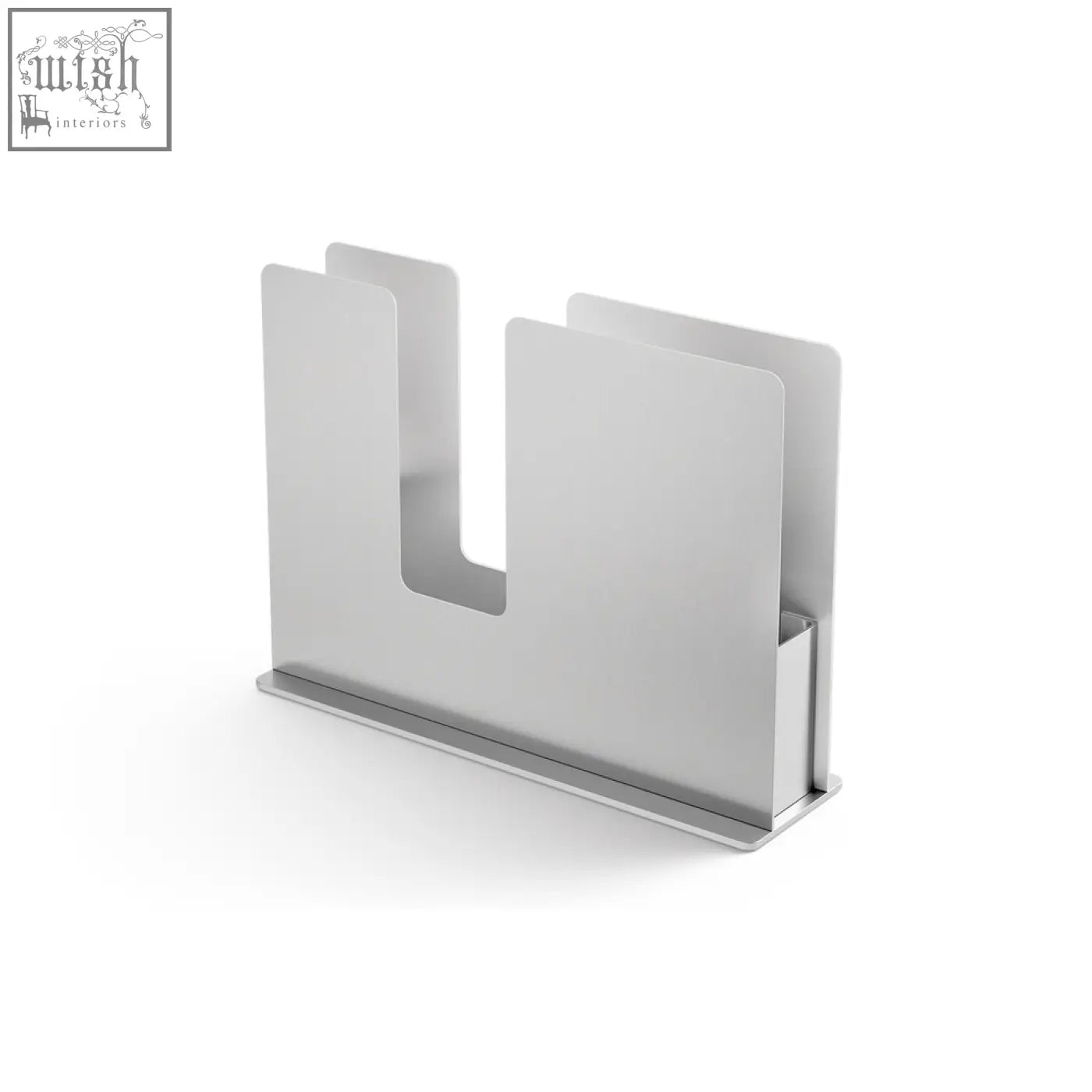 Minimalist stainless steel napkin holder with premium brushed steel surface and modern design by zack linu