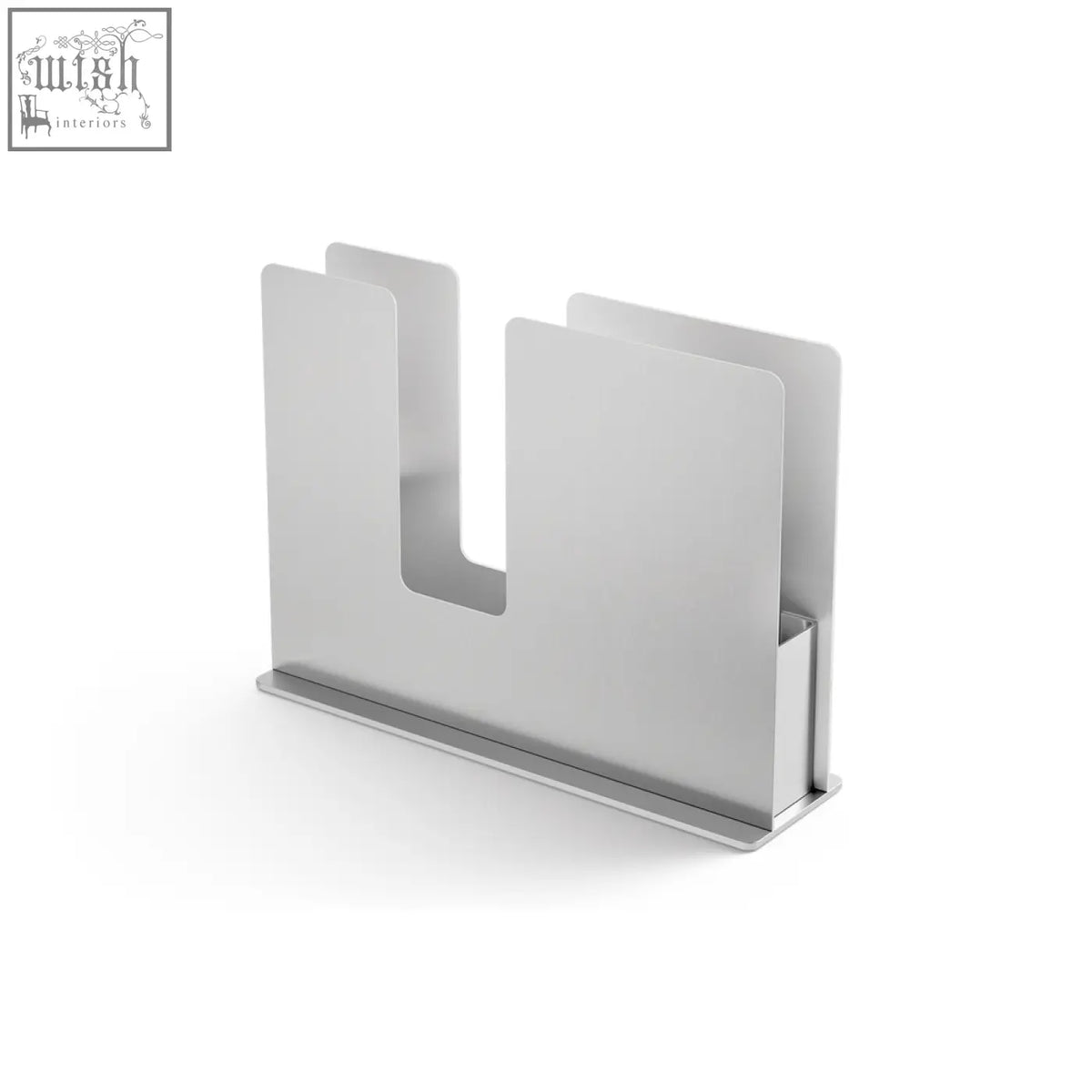 Minimalist stainless steel napkin holder with premium brushed steel surface and modern design by zack linu