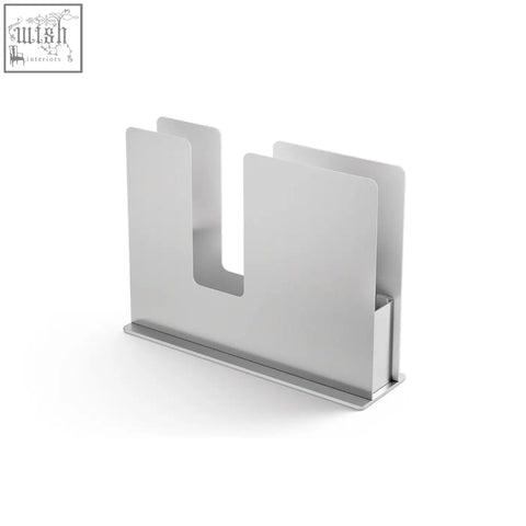 Minimalist stainless steel napkin holder with premium brushed steel surface and modern design by zack linu