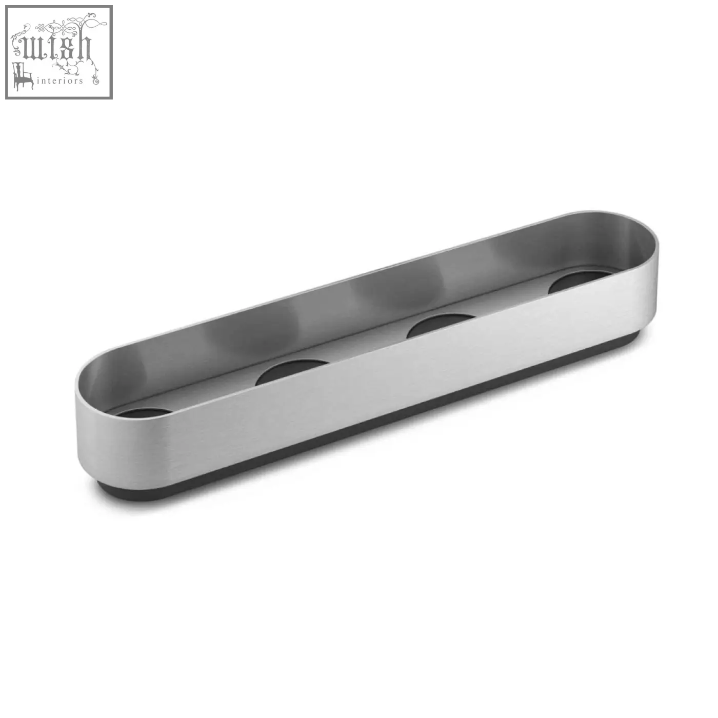 Silver stainless steel three-hole spice rack with sleek modern design shown with the zack lonta tealight holder