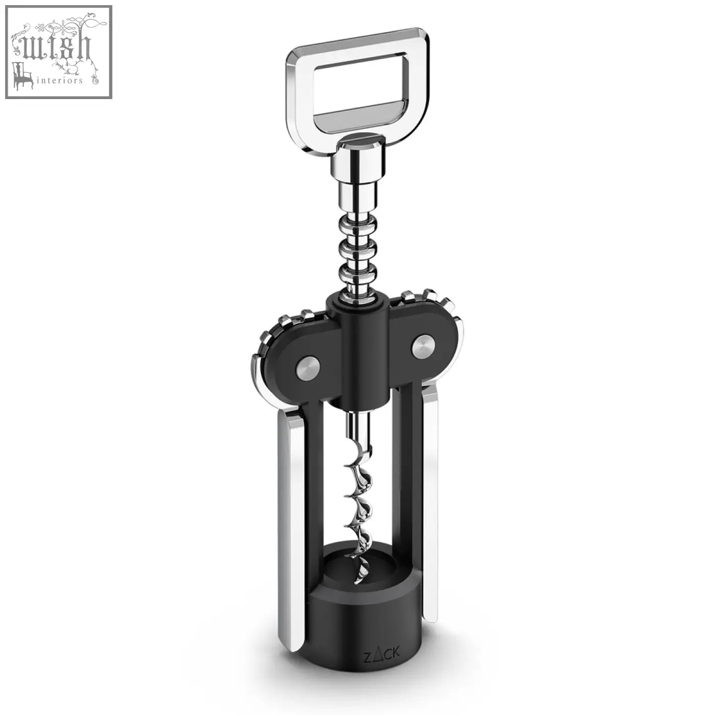 Black and silver zack midon premium lever corkscrew with nickel plated sturdy handle and spiral corkscrew for wine opening
