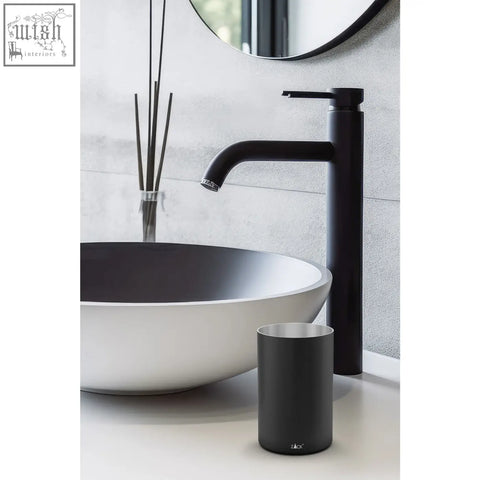 Zack olomo black tumbler 40131 stainless steel toothbrush holder with matt brushed interior and sleek cylindrical design