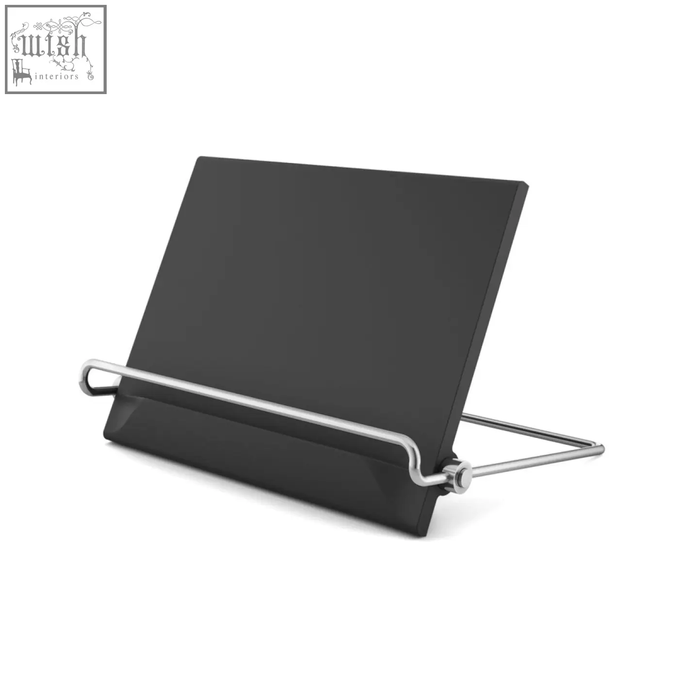 Black matte pacene cookbook tablet stand with sleek silver metal arms for premium german kitchen use