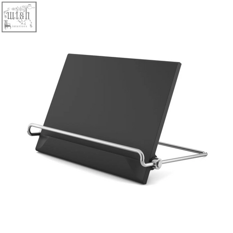 Black matte pacene cookbook tablet stand with sleek silver metal arms for premium german kitchen use
