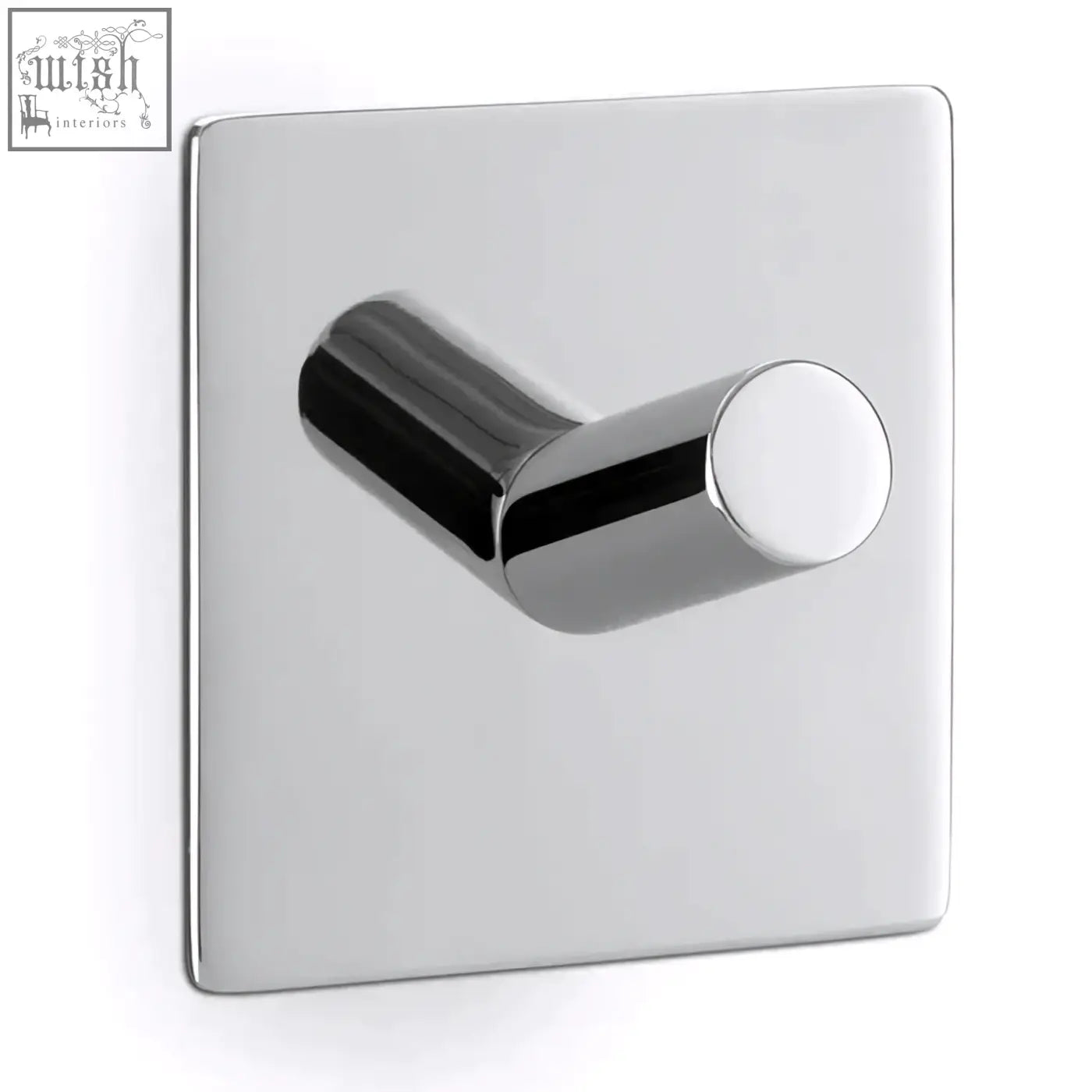 Chrome finished zack peco stainless steel towel hook with modern square wall mount and self adhesive design