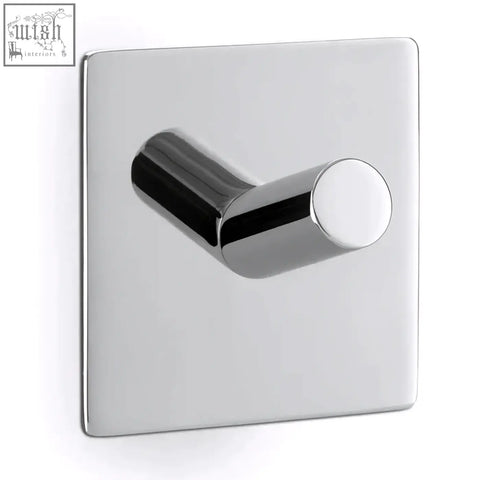 Chrome finished zack peco stainless steel towel hook with modern square wall mount and self adhesive design