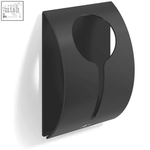 Black matte zack peco towel clamp with sleek curved design made of stainless steel no drilling needed