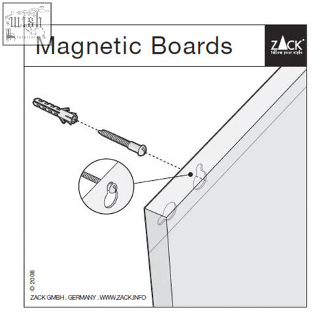 Zack percetto premium magnetic board with brushed stainless steel surface and sleek frame with wall mounts