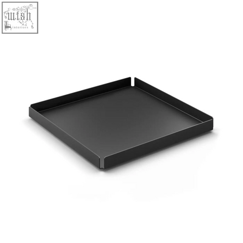 Black matte finished rectangular stainless steel zack potes tray perfect as a 20 cm cosmetic tray