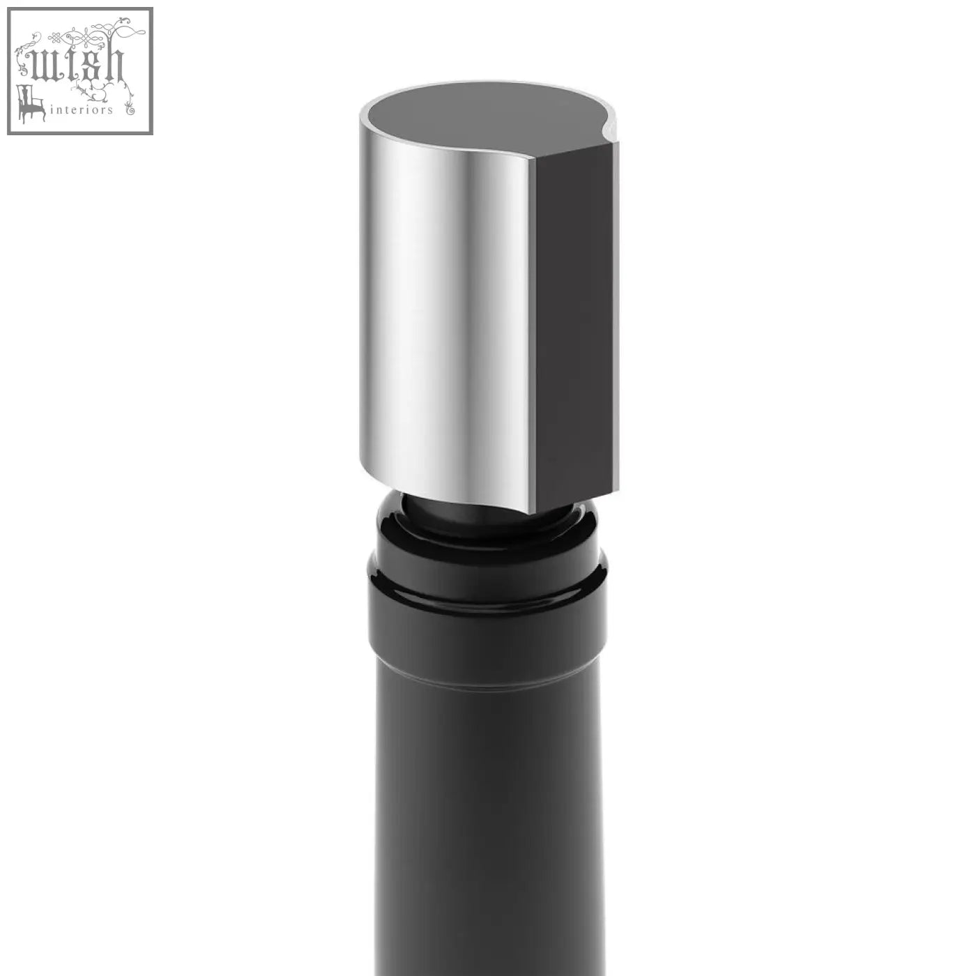 Black and silver metallic stainless steel premiro wine stopper with sleek modern design for sealing wine bottles