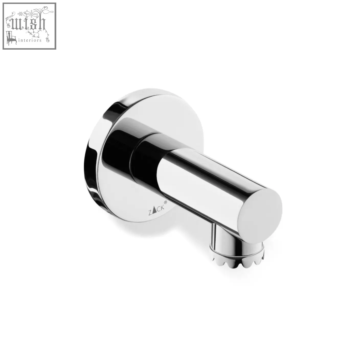 Chrome finished wall-mounted bathtub faucet with fluted spout paired with zack scala magnetic stainless steel soap holder
