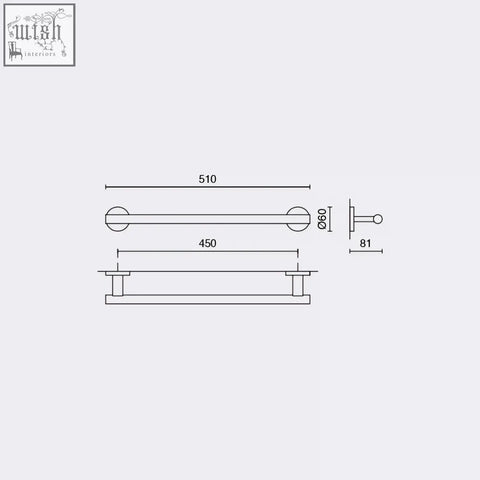 Modern zack scala towel rail in polished stainless steel with brushed finish and sleek circular ends for bathroom elegance