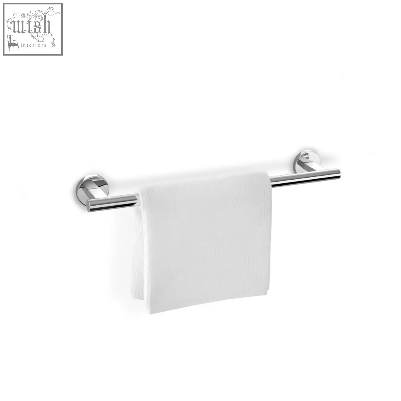 Zack scala polished stainless steel towel rail in chrome finish holding a neatly folded white towel for bathroom elegance