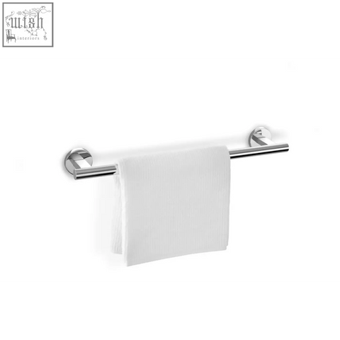 Zack scala polished stainless steel towel rail in chrome finish holding a neatly folded white towel for bathroom elegance