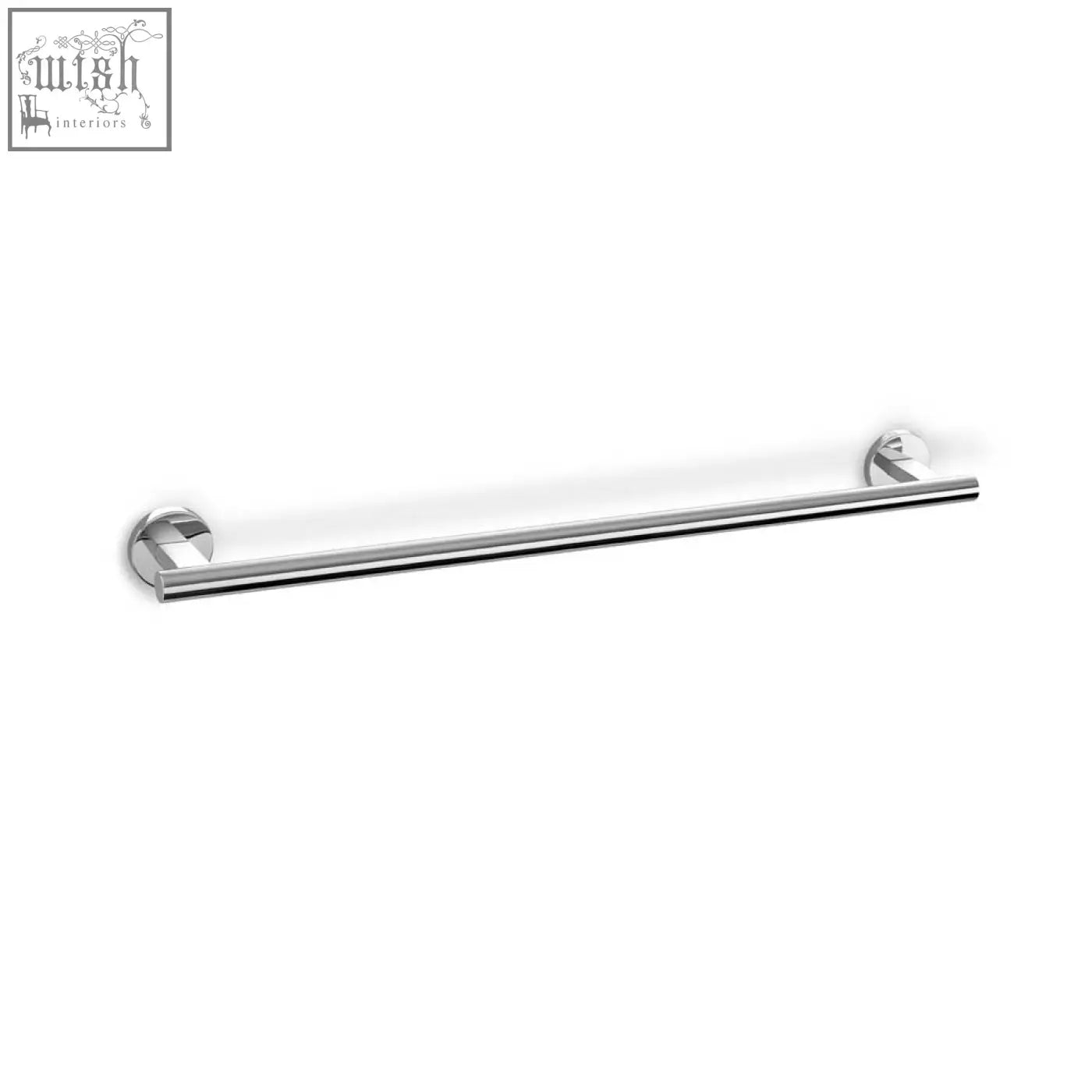 Chrome finished stainless steel scala towel rail with sleek cylindrical bar and polished circular wall mounts