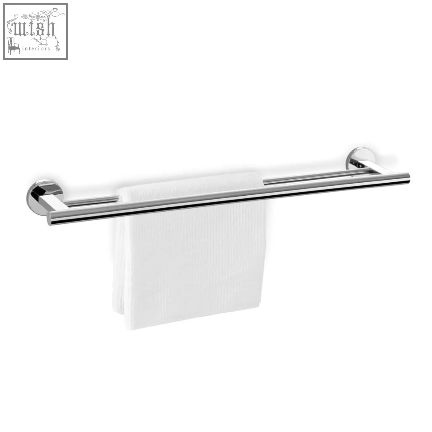 Chrome finished zack scala double towel rail in polished stainless steel for sleek modern bathroom organisation