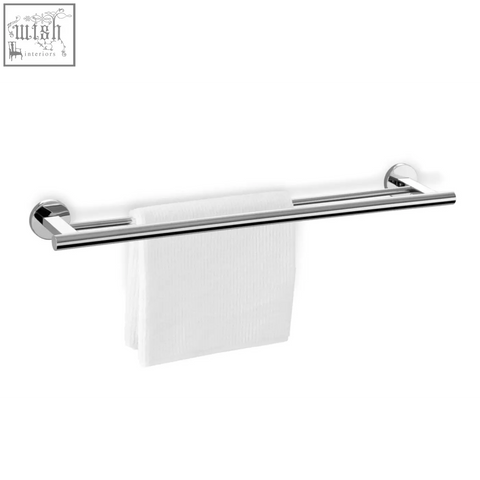 Chrome finished zack scala double towel rail in polished stainless steel for sleek modern bathroom organisation