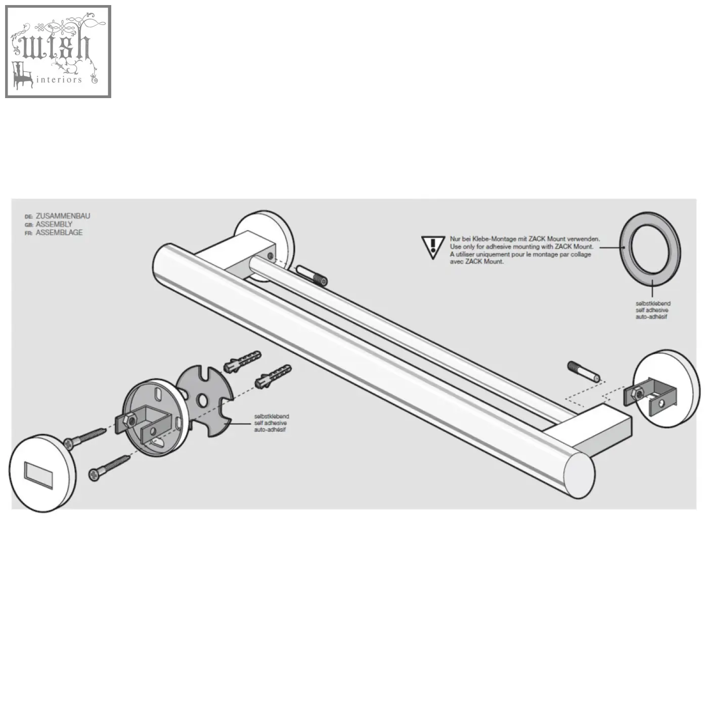 White cylindrical bathroom door handle with circular end caps for zack scala polished stainless steel double towel rail
