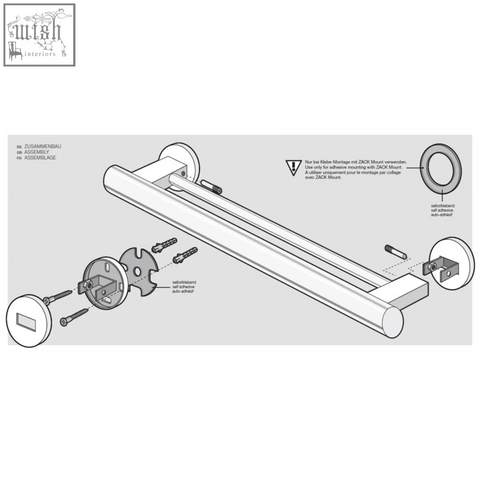 White cylindrical bathroom door handle with circular end caps for zack scala polished stainless steel double towel rail