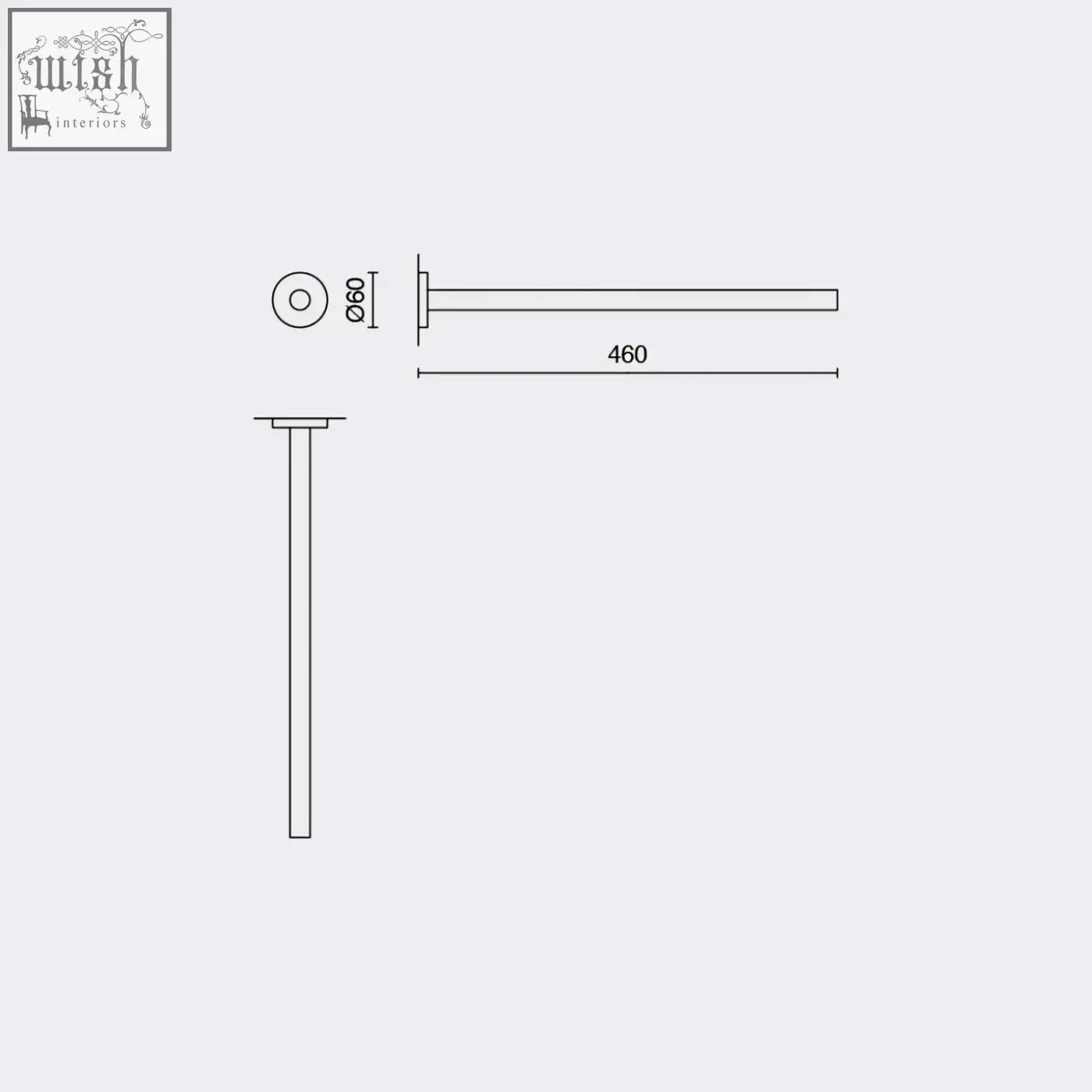 Minimalist scala towel holder in polished stainless steel 460mm long with sleek metallic finish for bathroom use