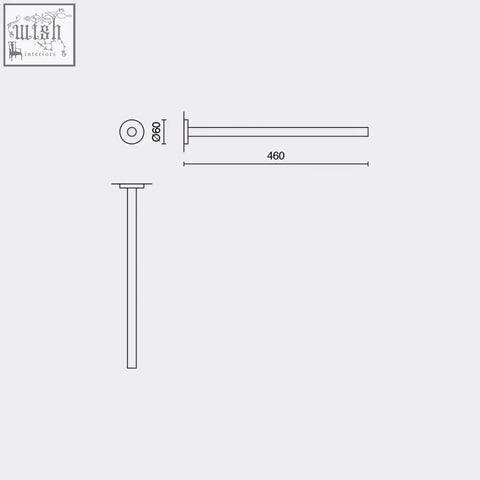 Minimalist scala towel holder in polished stainless steel 460mm long with sleek metallic finish for bathroom use