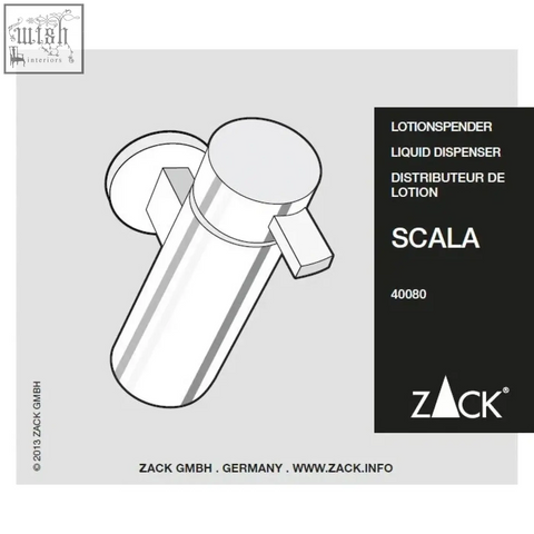 Silver metallic scala soap dispenser by zack gmbh made of polished stainless steel for soap dispensing