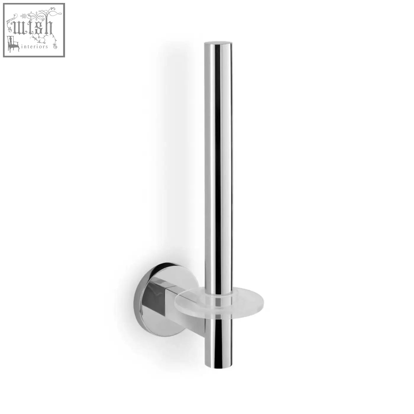 Chrome finished zack scala spare toilet roll holder with sleek cylindrical design and integrated circular base