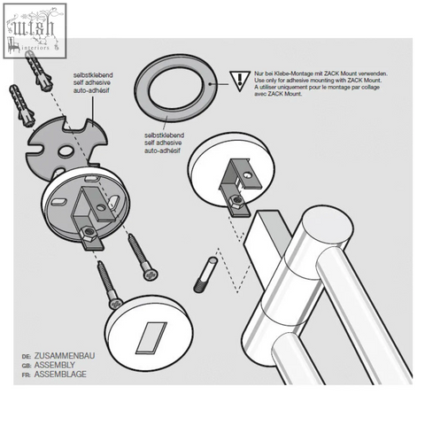 Components of zack scala polished stainless steel swivelling towel rail wall bracket for towel holder assembly