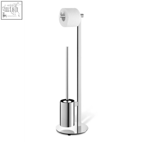 Chrome finished scala toilet butler with integrated brush stand sleek modern polished stainless steel design