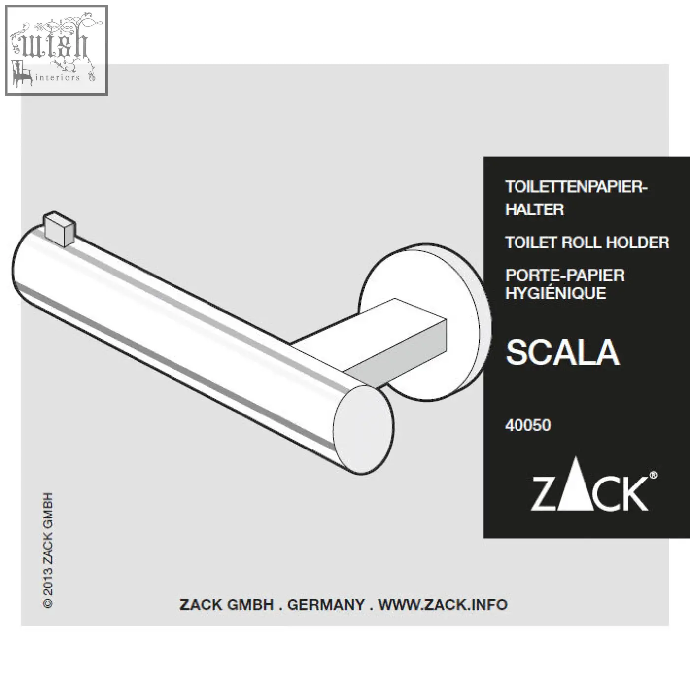 Silver polished stainless steel toilet roll holder zach scala with sleek modern cylindrical design and circular mount plate