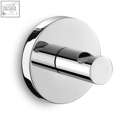 Chrome finished scala towel hook wall mounted with sleek circular base stainless steel for bathroom organisation
