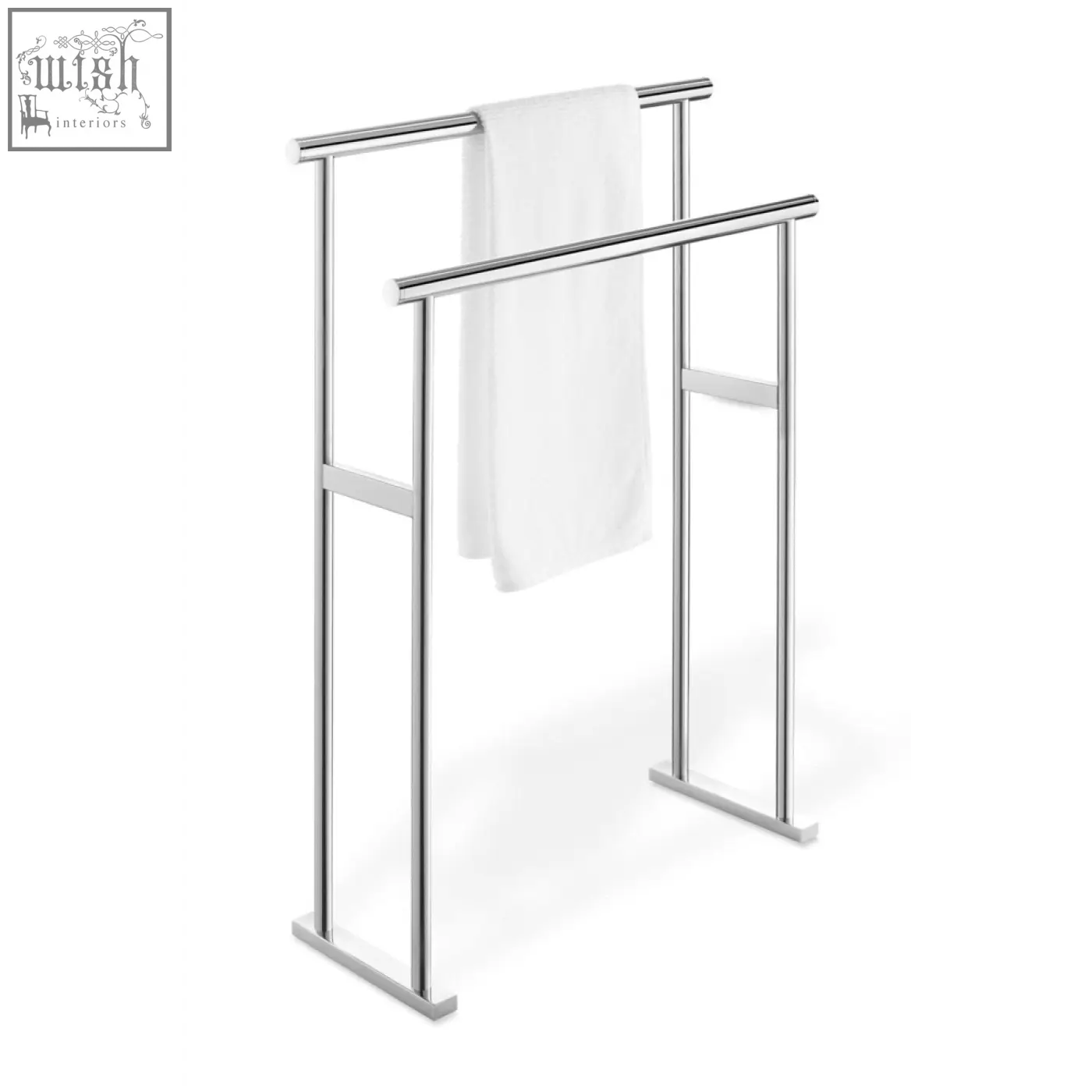 Modern chrome-finished double-tier scala towel stand stainless steel towel stand for sleek bathroom organization
