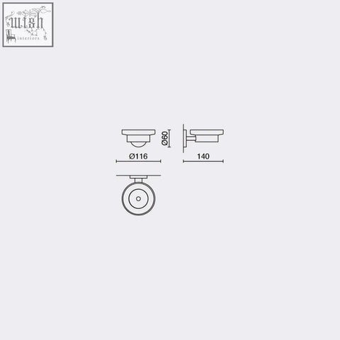 Minimalist ceiling light fixture with circular flat design and precise dimensions for scala soap dish stainless steel