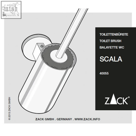 Shiny chrome-finished scala toilet brush holder in stainless steel with sleek wall-mounted design for bathroom hygiene