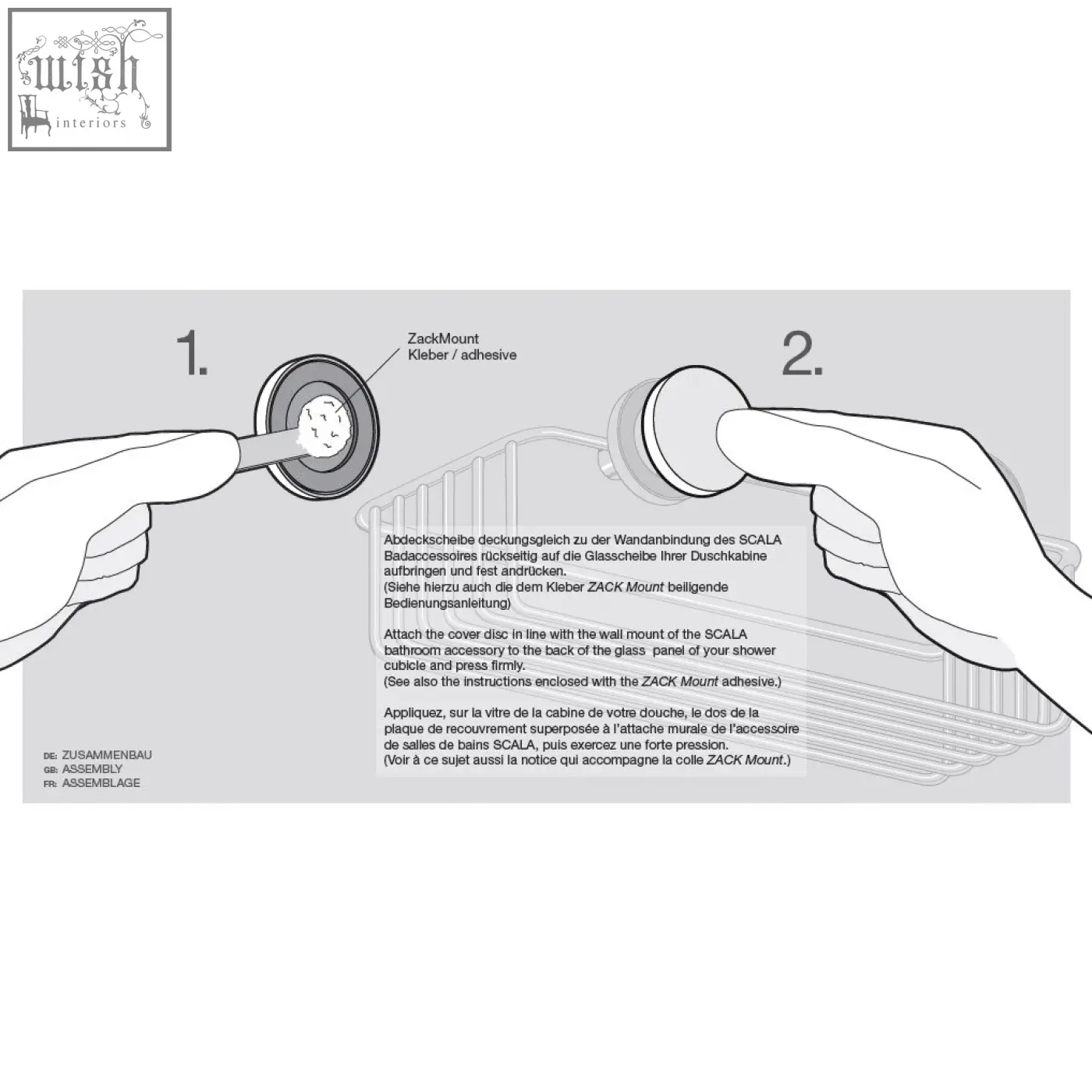 Zack scala stainless steel cover disc set for glass mounting used to attach bathroom accessories securely